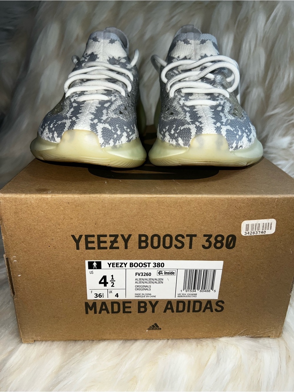 Adidas Yeezy Boost 380 Alien FV3260 Men’s US 4.5 Gently Used w/ Original Box